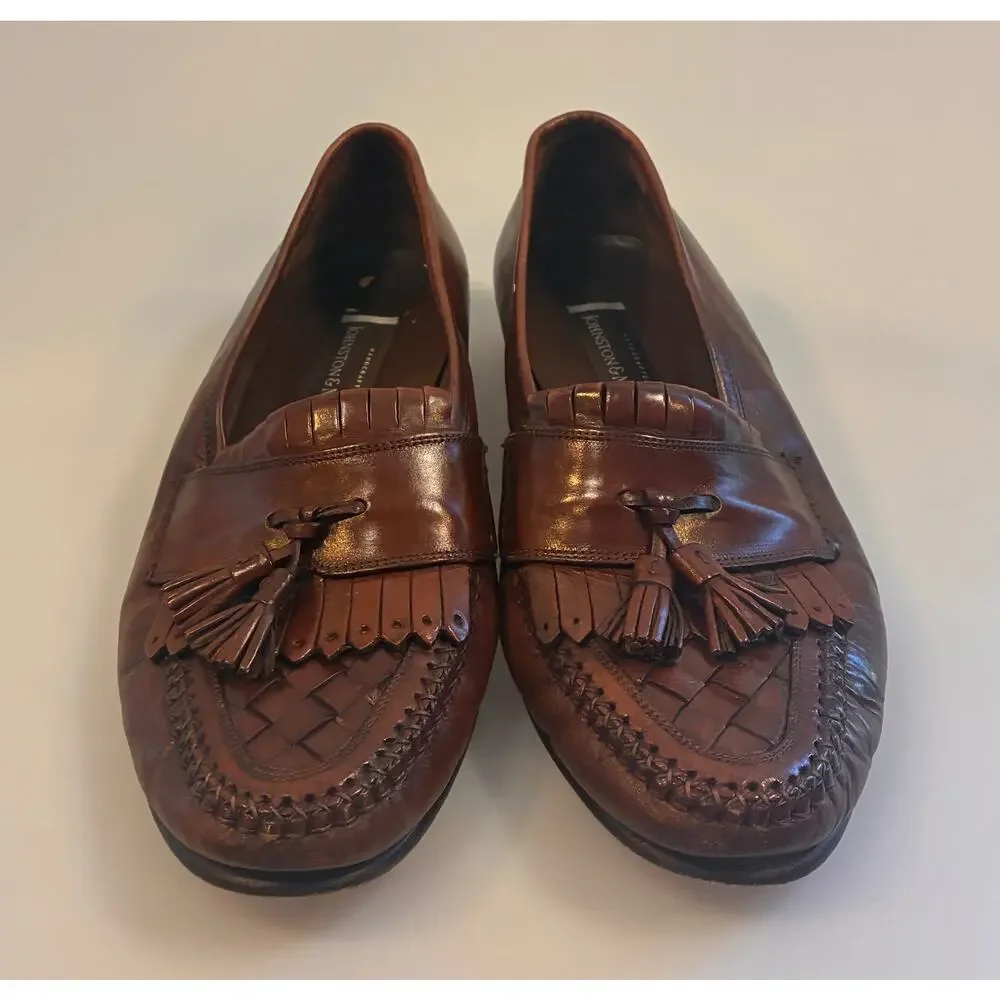 Johnston & Murphy Handcrafted Brown Leather Kiltie Tassel Loafers Men's ~8-8.5